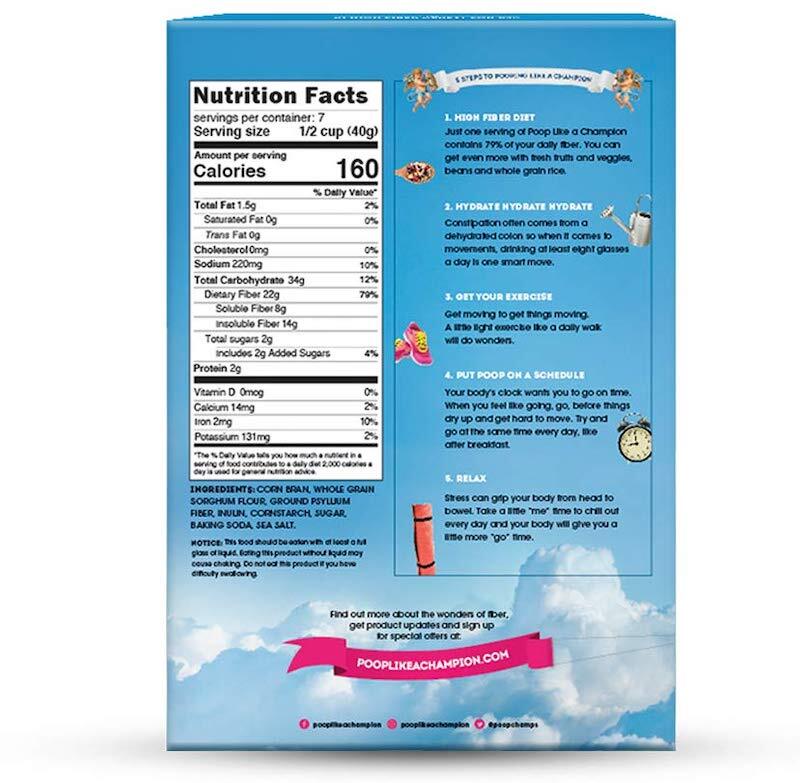 Poop Like a Champion Cereal 12 poop like a champion fiber cereal box