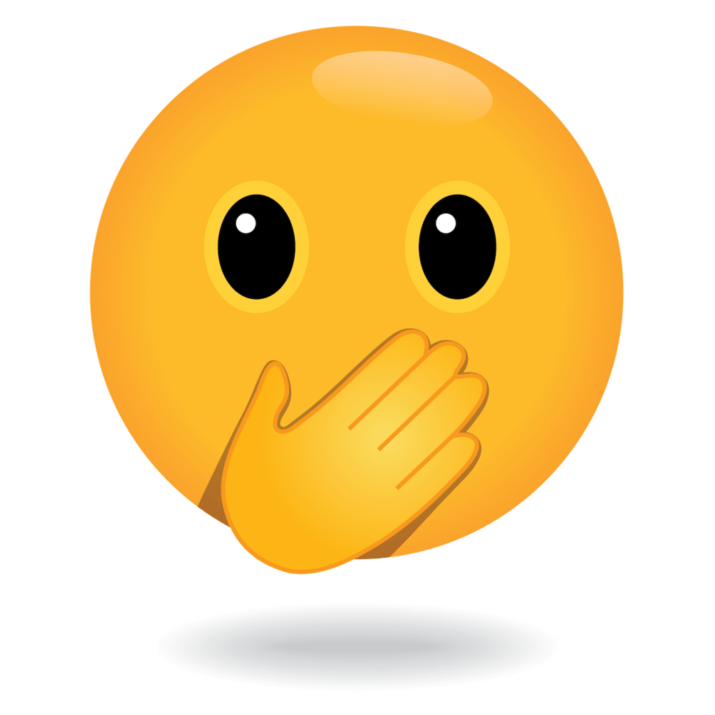 define awesome emoji hand over face