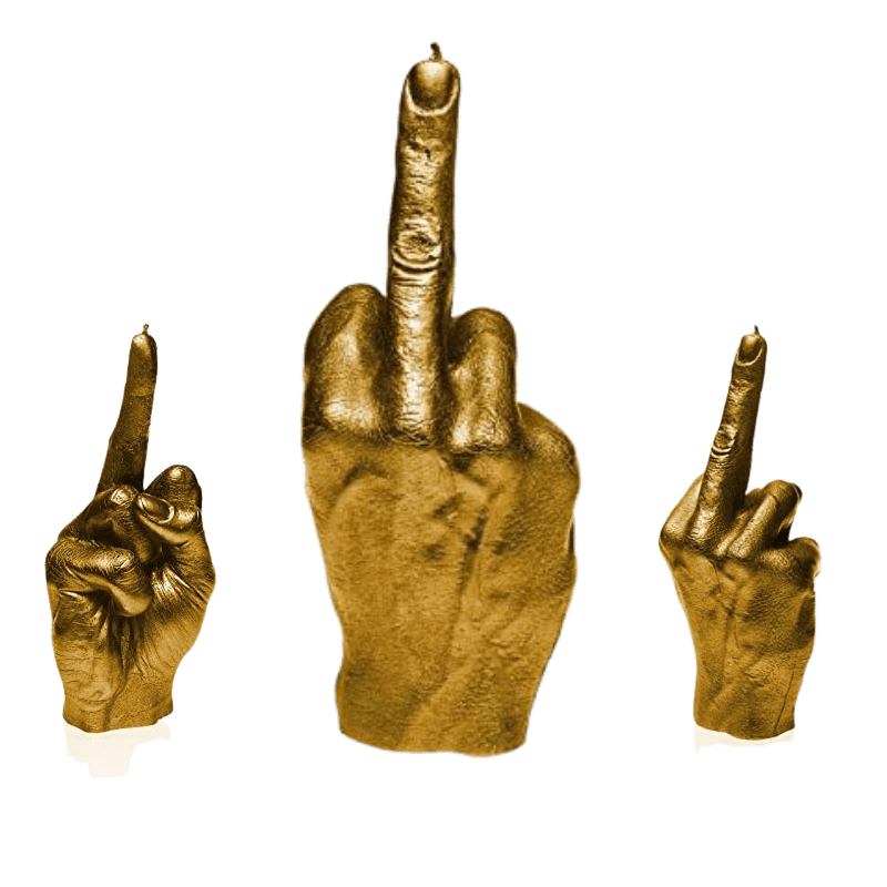 golden middle finger candle