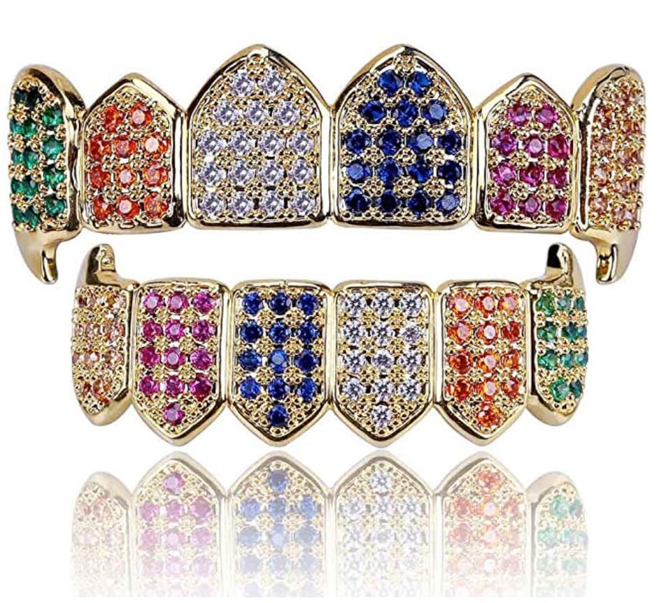 18k Gold Plated Grillz 6 rainbow colored grillz